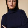 Vetements Marina Rinaldi | Pull En Laine Melangee Marine Fonce