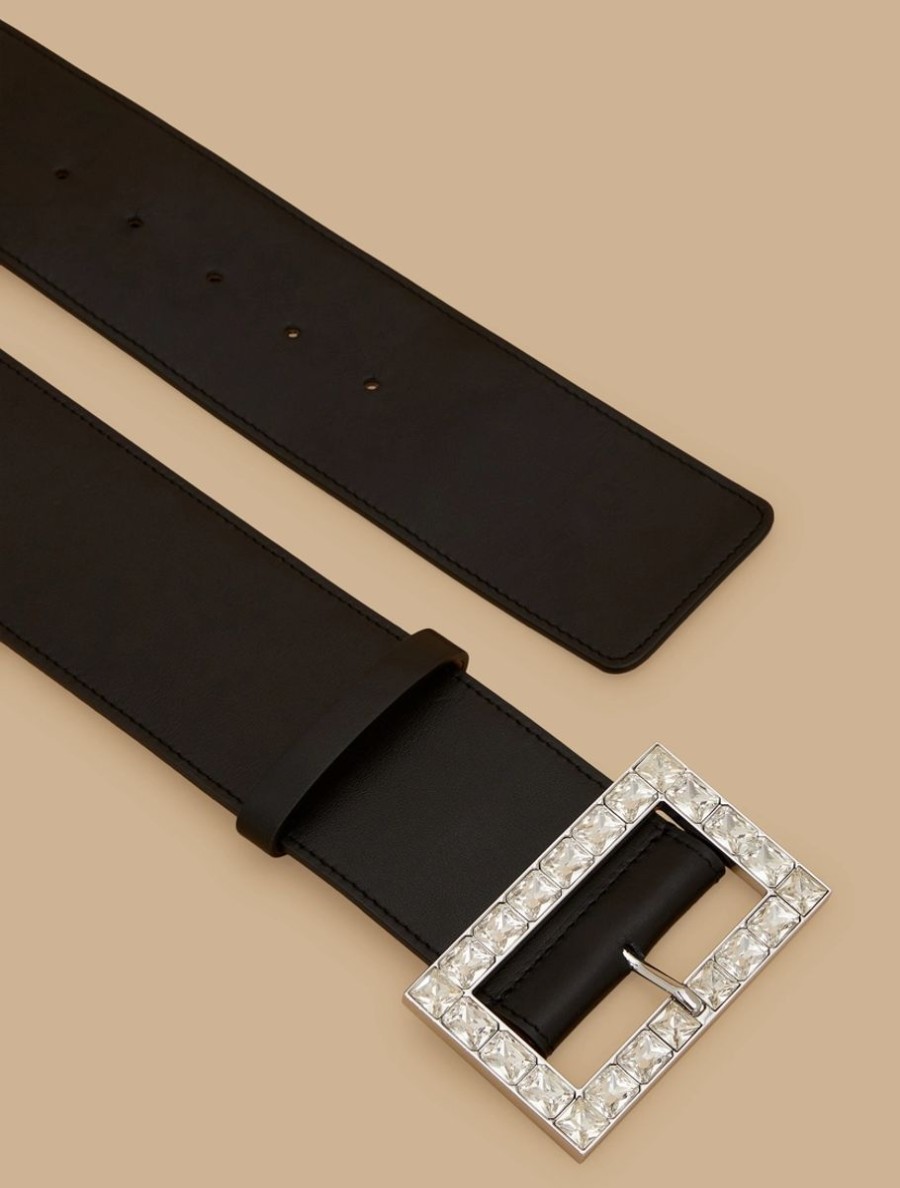 Accessoires Marina Rinaldi | Ceinture En Cuir Noir