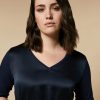 Vetements Marina Rinaldi | T-Shirt En Soie Et Jersey Bleuet