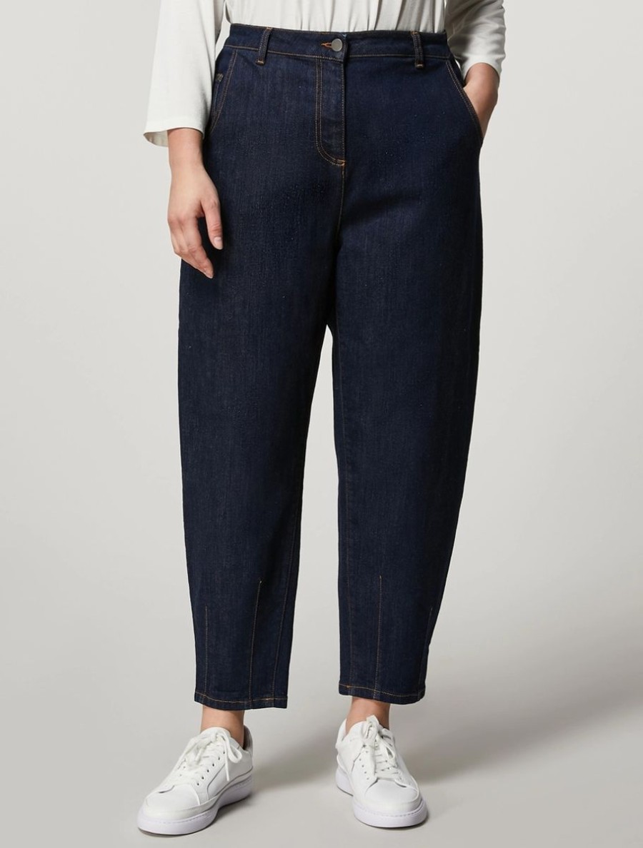 Vetements Marina Rinaldi | Jean En Denim Extensible Marine Fonce