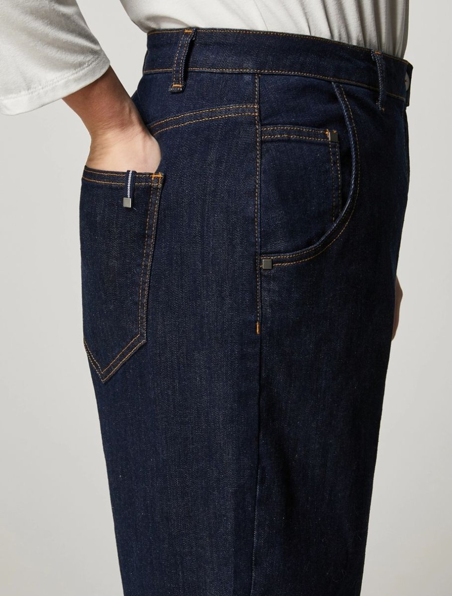 Vetements Marina Rinaldi | Jean En Denim Extensible Marine Fonce