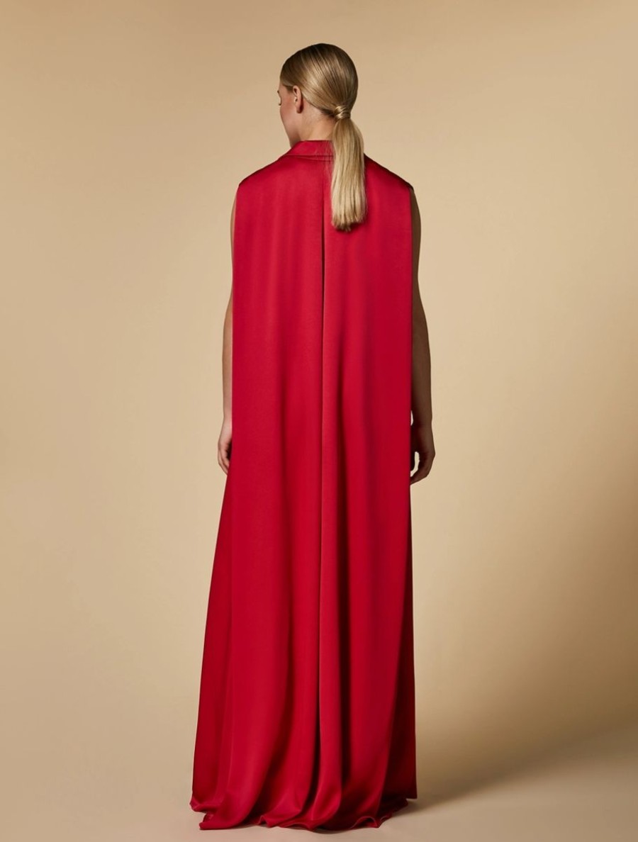 Vetements Marina Rinaldi | Robe Longue Envers Satin Rouge