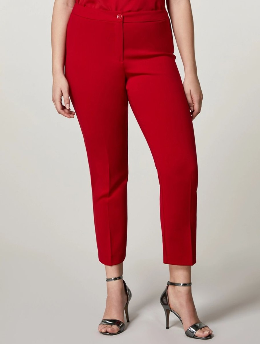 Vetements Marina Rinaldi | Pantalon Fluide En Tissu Stretch Rouge