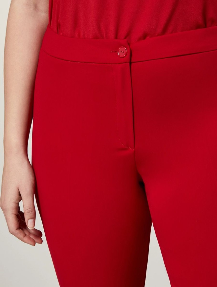 Vetements Marina Rinaldi | Pantalon Fluide En Tissu Stretch Rouge