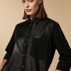 Vetements Marina Rinaldi | Robe En Jersey Et Tissu Enduit Noir