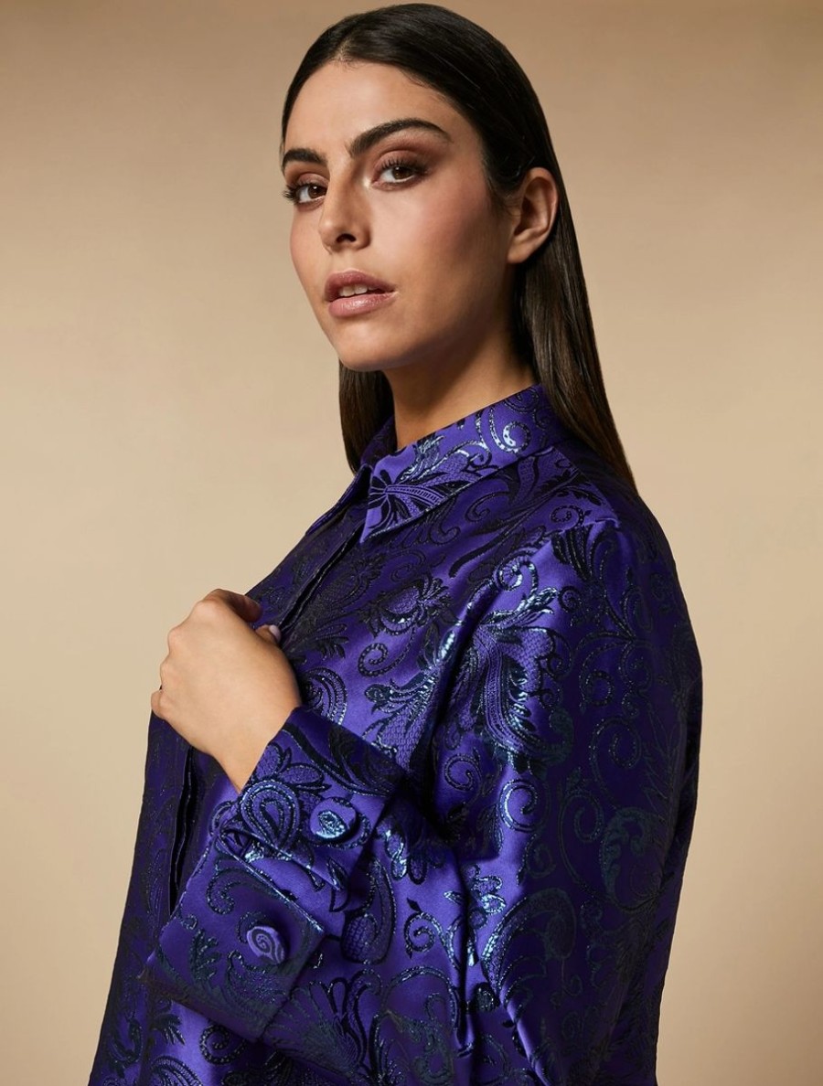 Vetements De Ceremonie Marina Rinaldi | Chemise En Lame Jacquard Violet