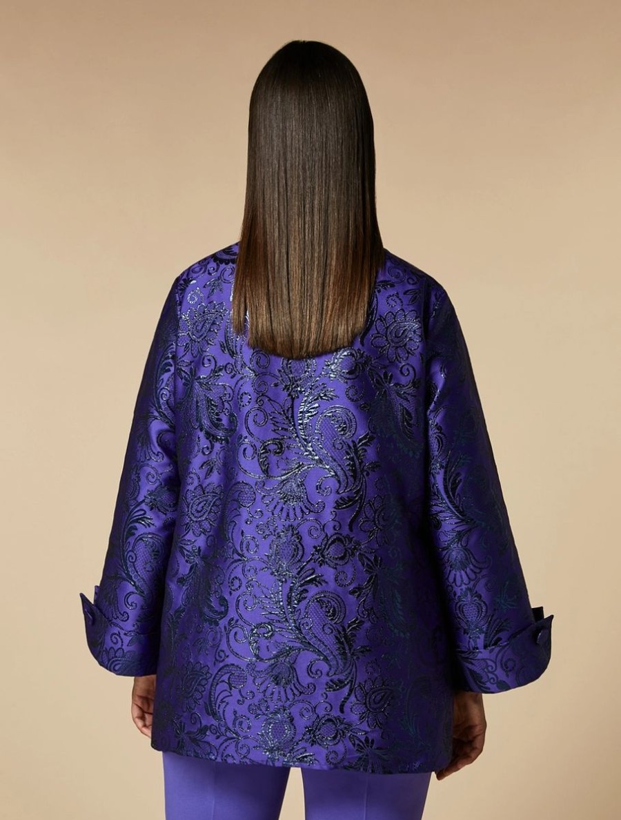 Vetements De Ceremonie Marina Rinaldi | Chemise En Lame Jacquard Violet