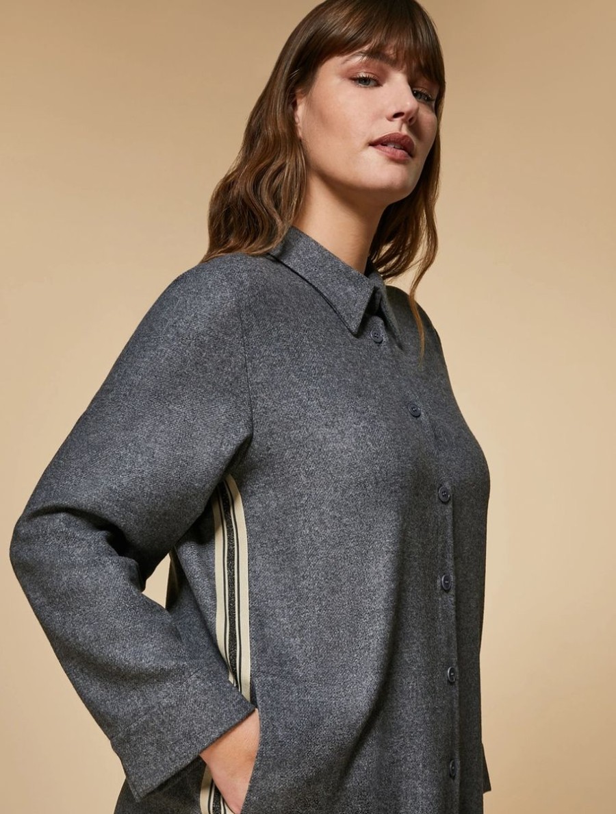 Vetements Marina Rinaldi | Tunique En Flanelle Gris Moyen