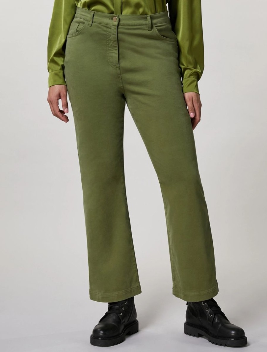 Vetements Marina Rinaldi | Pantalon En Gabardine Vert