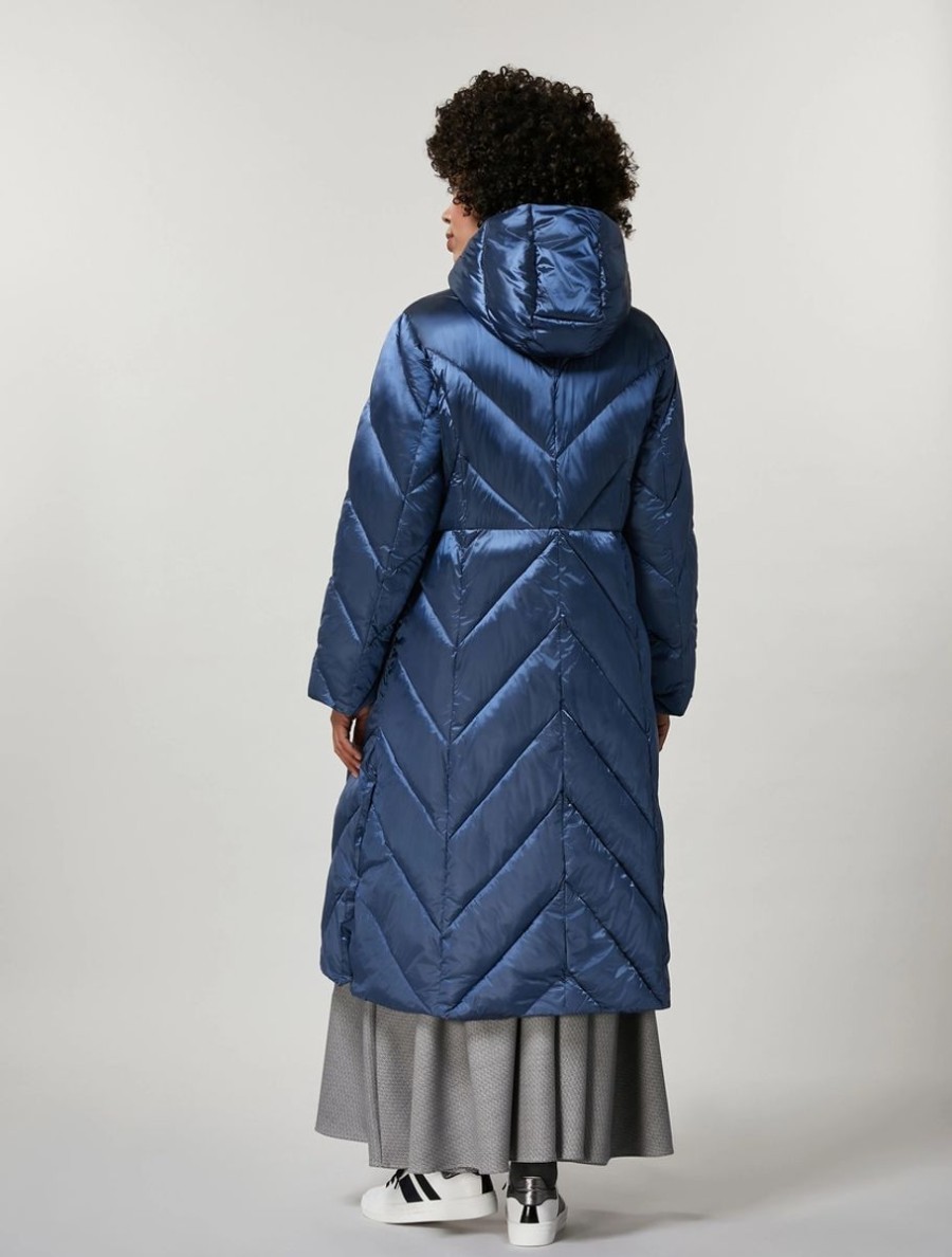 Vetements Marina Rinaldi | Veste En Nylon Brillant Bleu Ski