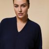 Vetements Marina Rinaldi | Pull En Laine Melangee Marine Fonce