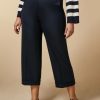 Vetements Marina Rinaldi | Pantalon En Gabardine De Laine Technique Marine Fonce