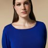 Vetements Marina Rinaldi | Pull En Laine Bleu De Chine