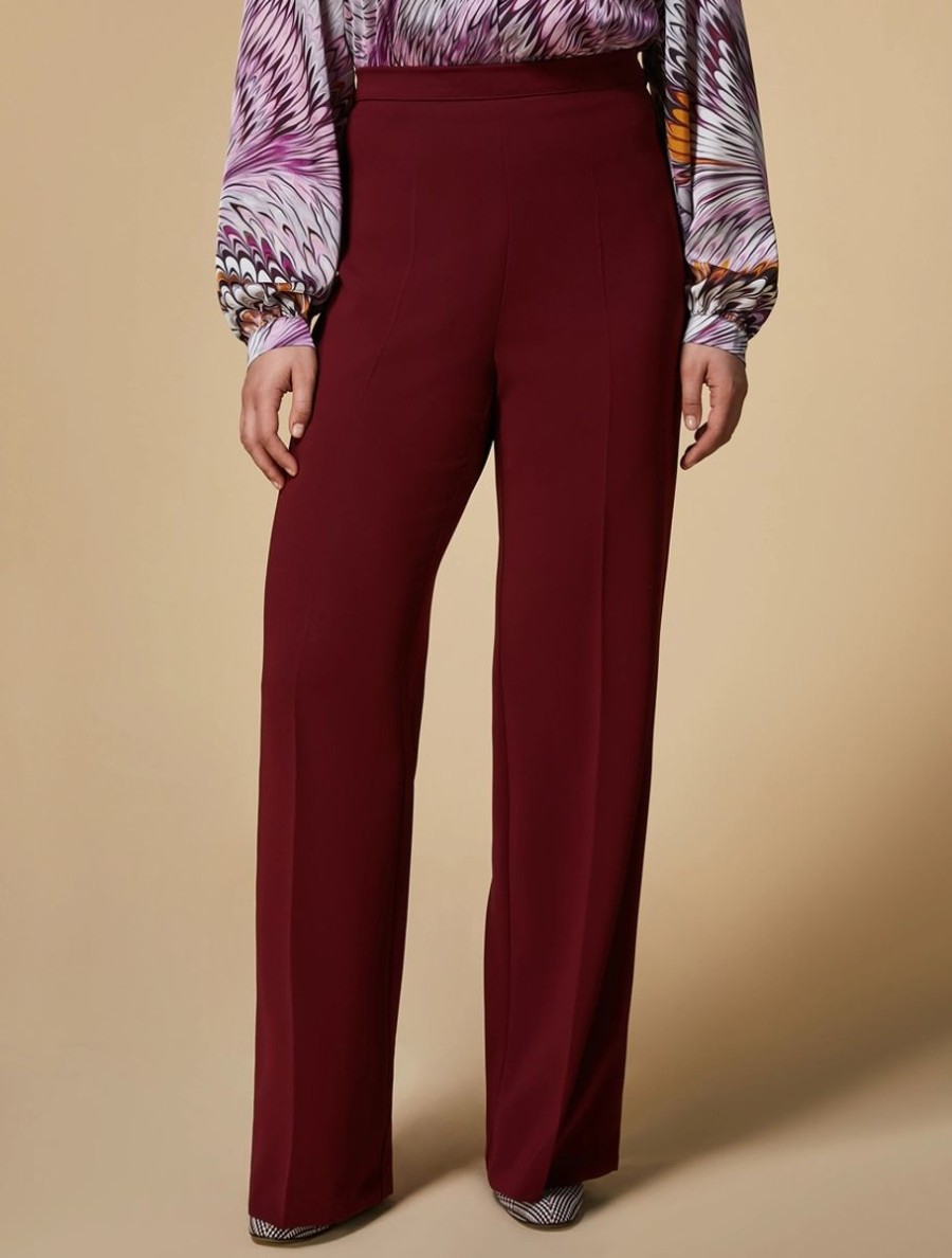 Vetements Marina Rinaldi | Pantalon En Triacetate Bordeaux