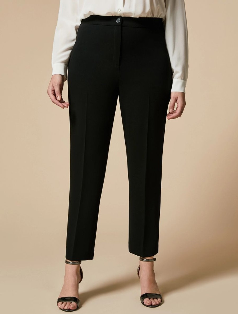 Vetements Marina Rinaldi | Pantalon Slim En Cady De Triacetate Noir