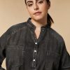 Vetements Marina Rinaldi | Chemisier En Jean Gris Fonce