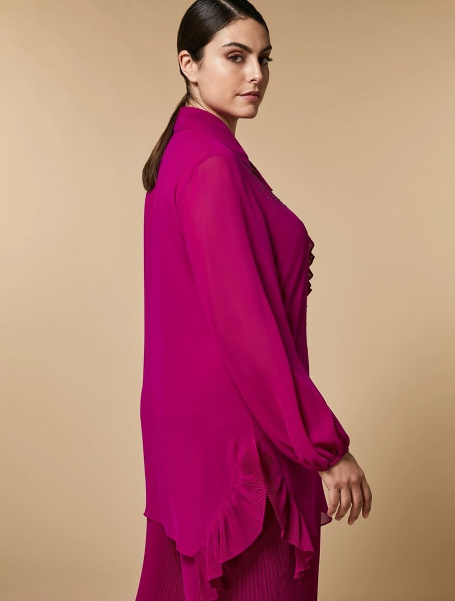 Vetements Marina Rinaldi | Tunique En Georgette A Cristaux Fuchsia