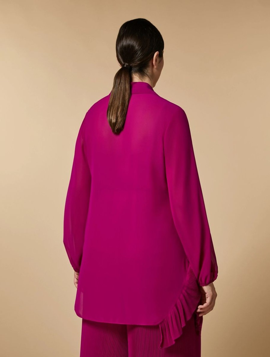 Vetements Marina Rinaldi | Tunique En Georgette A Cristaux Fuchsia