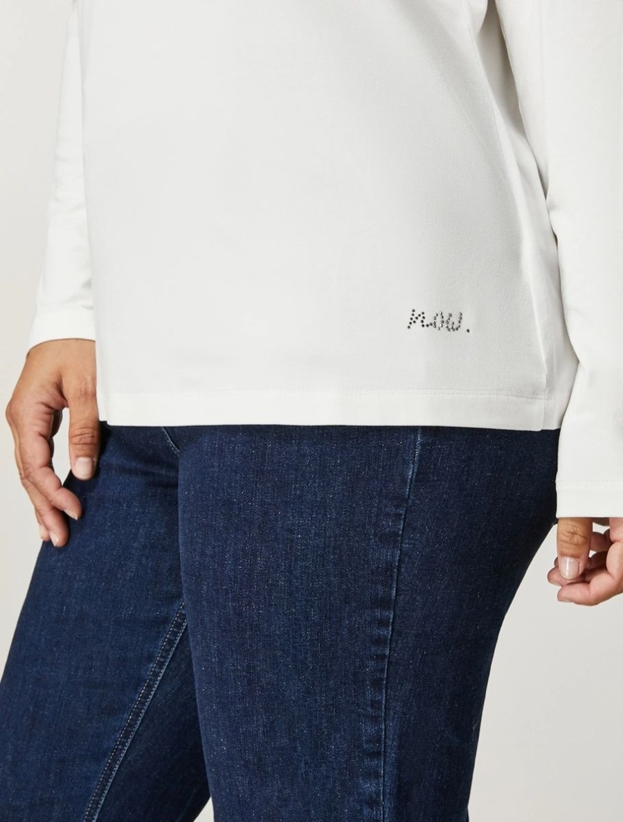 Vetements Marina Rinaldi | Pull Col Roule En Jersey De Viscose Blanc