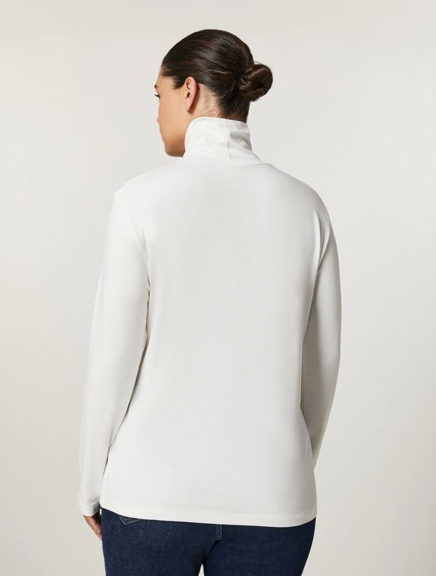 Vetements Marina Rinaldi | Pull Col Roule En Jersey De Viscose Blanc