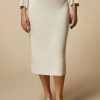 Vetements Marina Rinaldi | Jupe Longue En Crepe De Coton Blanc