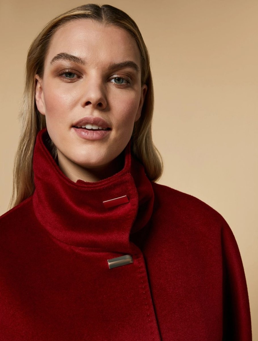 Vetements Marina Rinaldi | Manteau En Drap De Laine Rouge