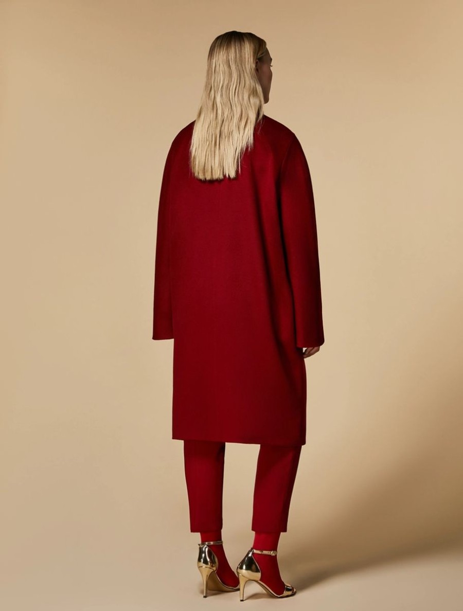 Vetements Marina Rinaldi | Manteau En Drap De Laine Rouge