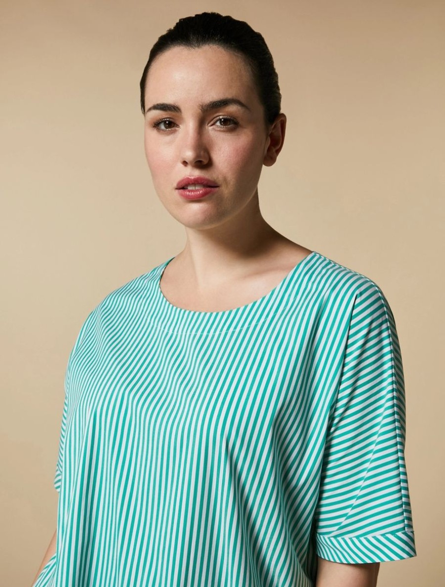 Vetements Marina Rinaldi | Blouse En Coton Melange Vert Pastel