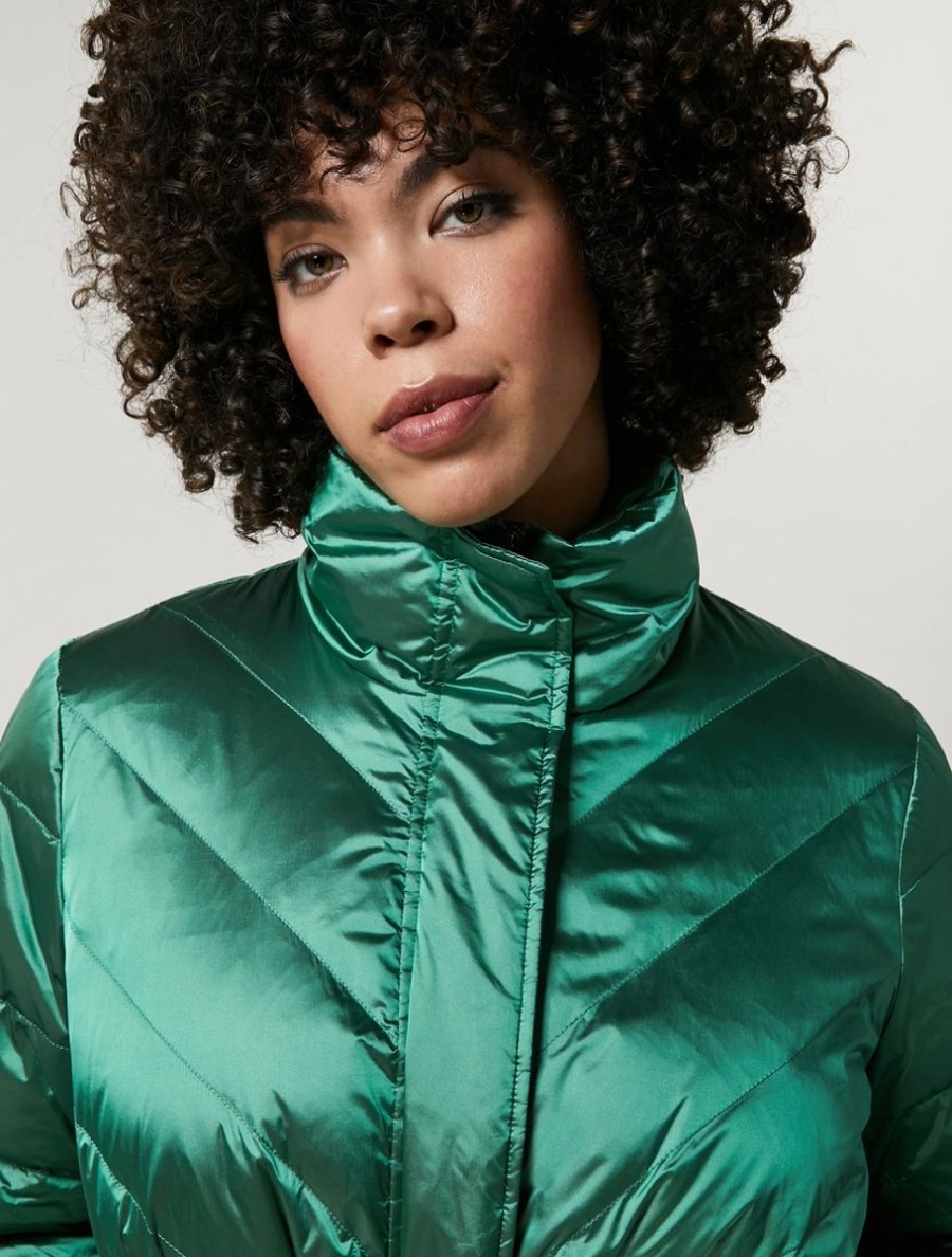 Vetements Marina Rinaldi | Veste En Nylon Brillant Vert