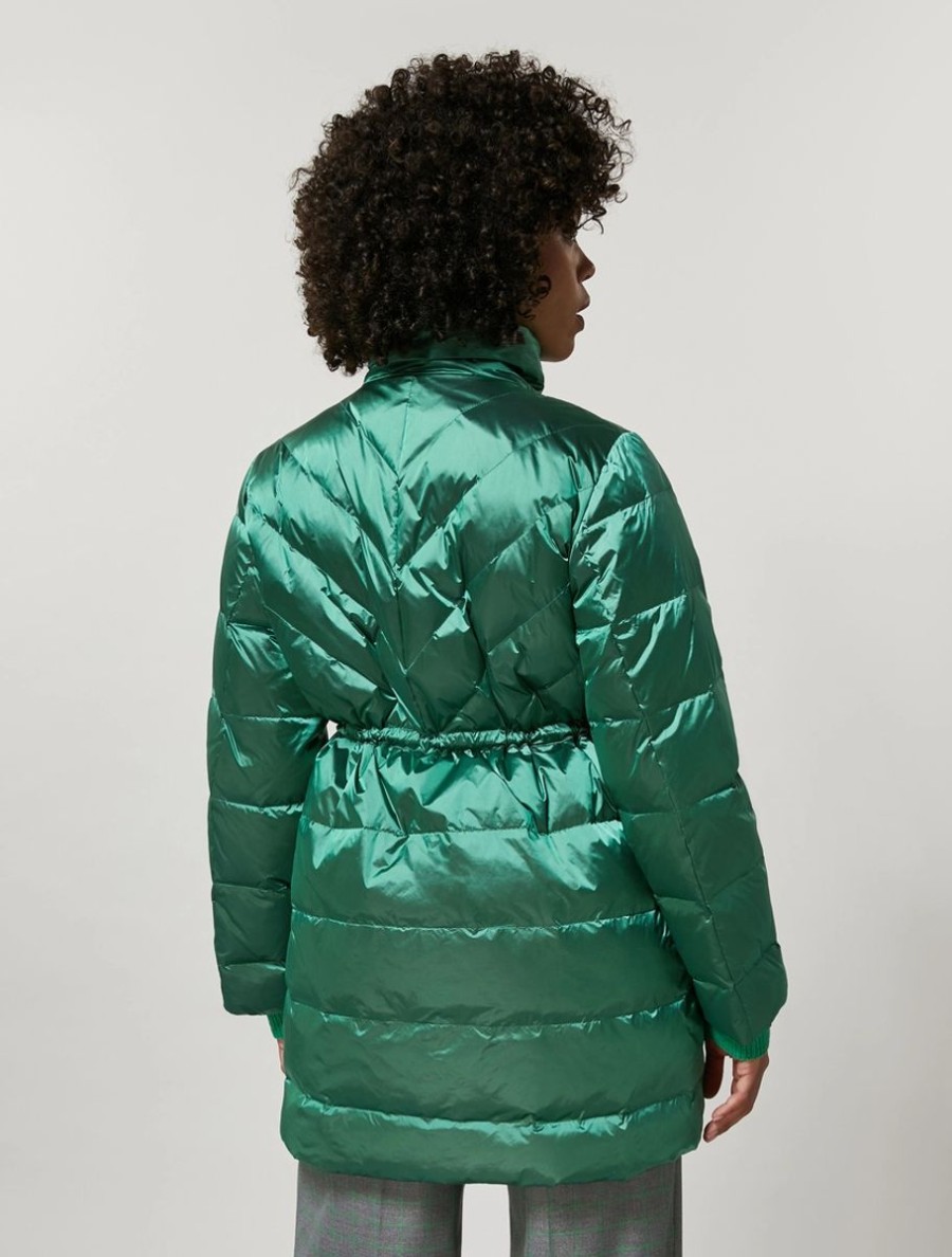 Vetements Marina Rinaldi | Veste En Nylon Brillant Vert