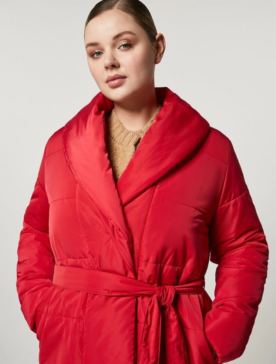 Vetements Marina Rinaldi | Veste Lourde En Toile Deperlante Rouge