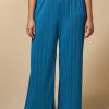 Vetements Marina Rinaldi | Pantalon En Jersey Plisse Torquoise