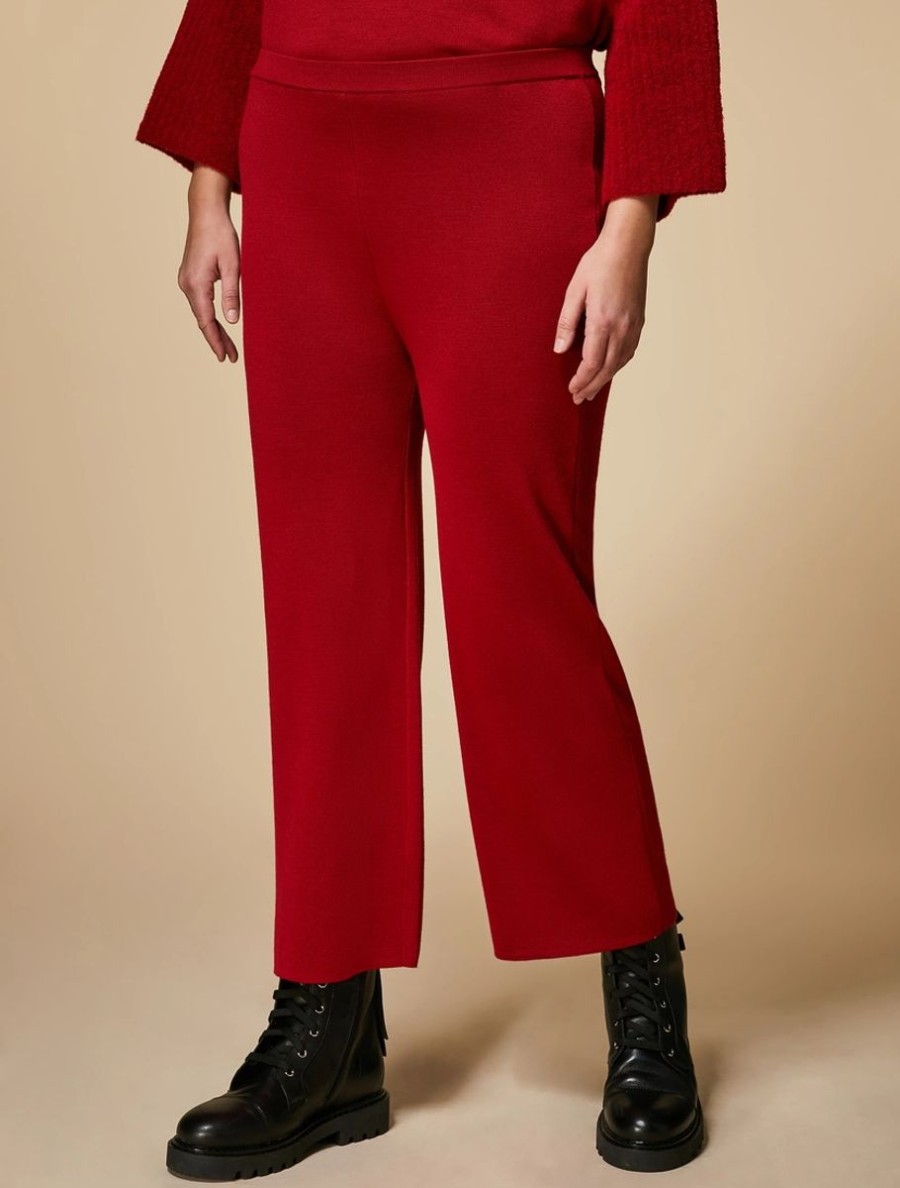 Vetements Marina Rinaldi | Pantalon En Maille Rouge