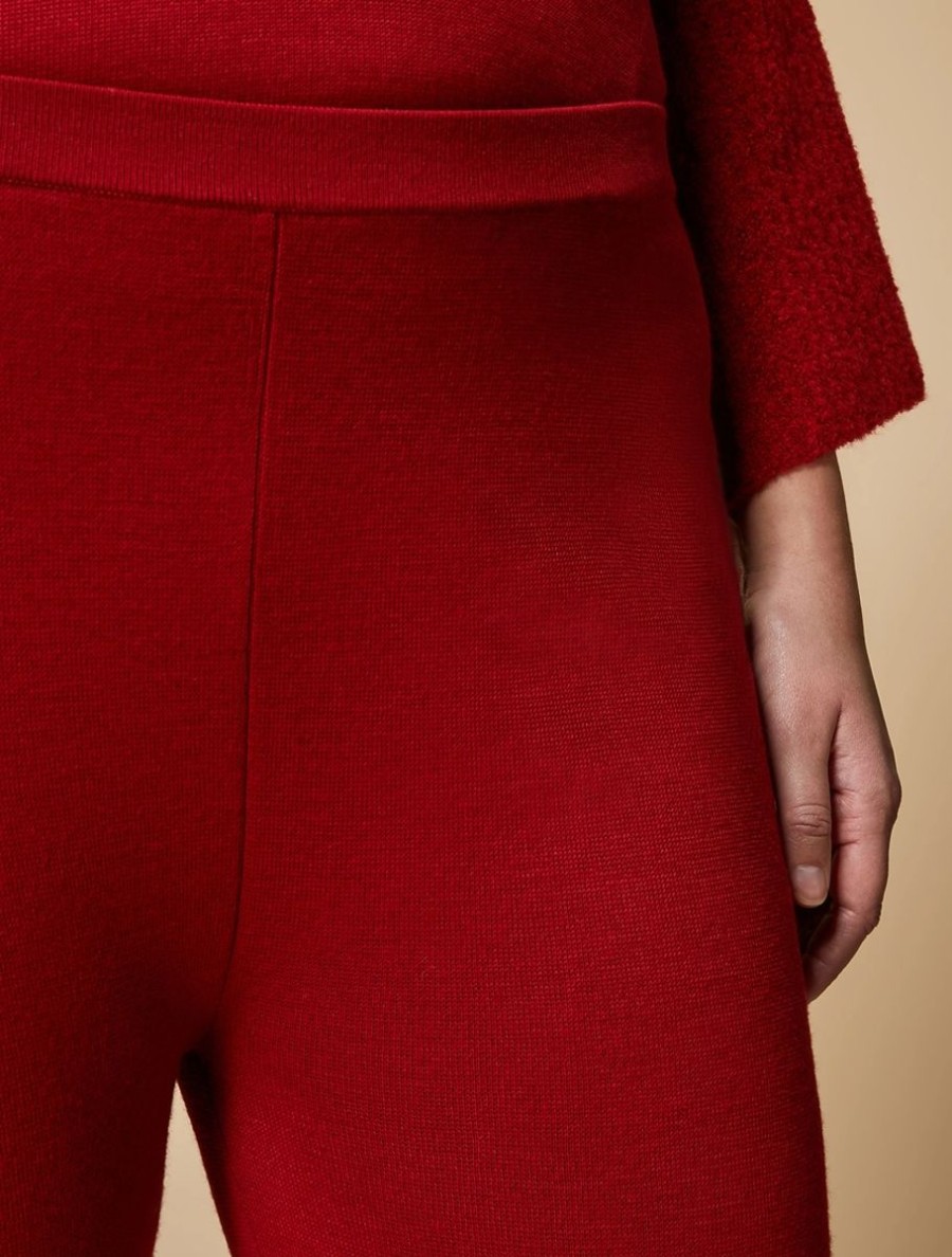 Vetements Marina Rinaldi | Pantalon En Maille Rouge