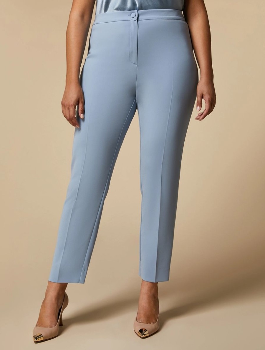 Vetements Marina Rinaldi | Pantalon Slim En Triacetate Bleu Ski