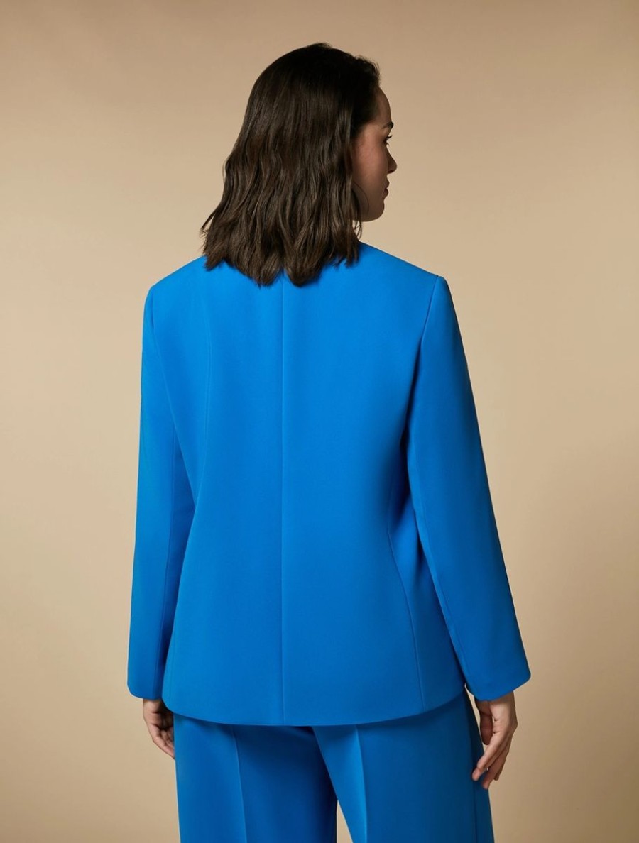 Vetements Marina Rinaldi | Veste En Cady De Triacetate Bleuet