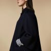 Vetements Marina Rinaldi | Veste Lourde En Laine Et Cachemire Double Face Bleu Nuit