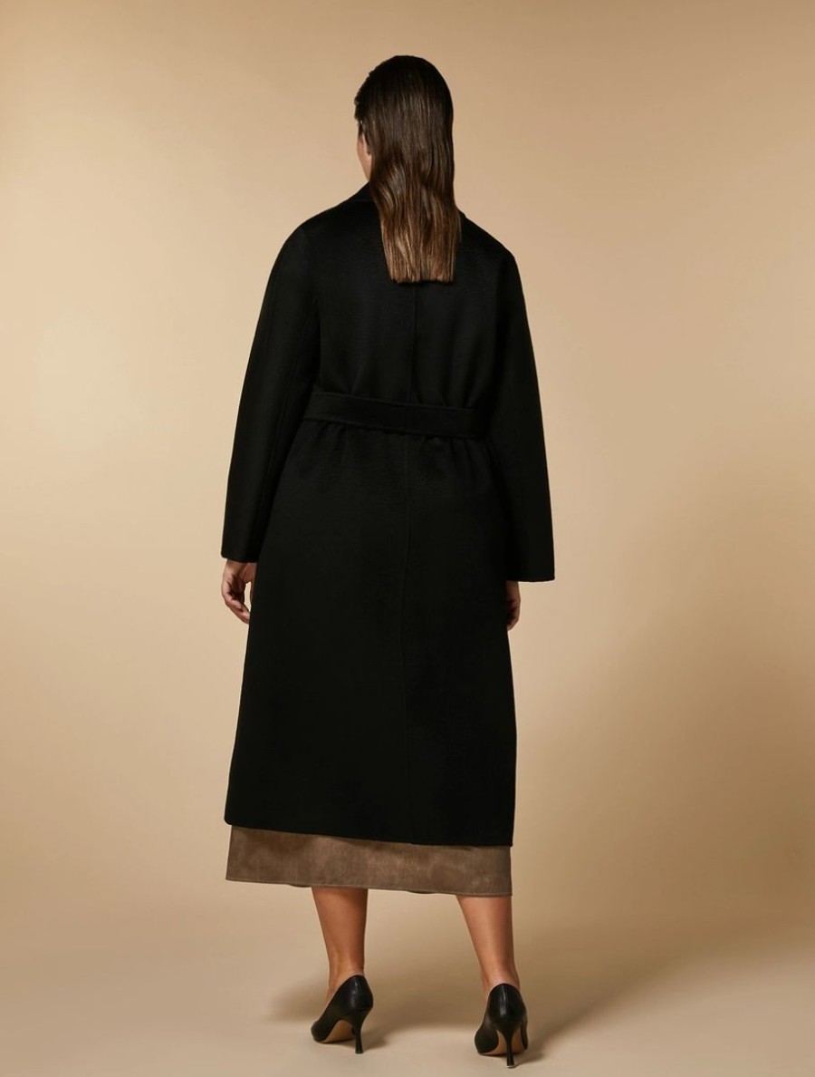 Vetements Marina Rinaldi | Manteau Double Face En Pure Laine Noir