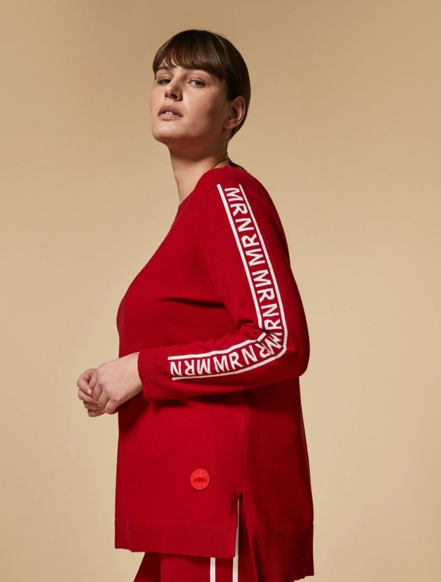 Vetements Marina Rinaldi | Pull En Viscose Technique Rouge