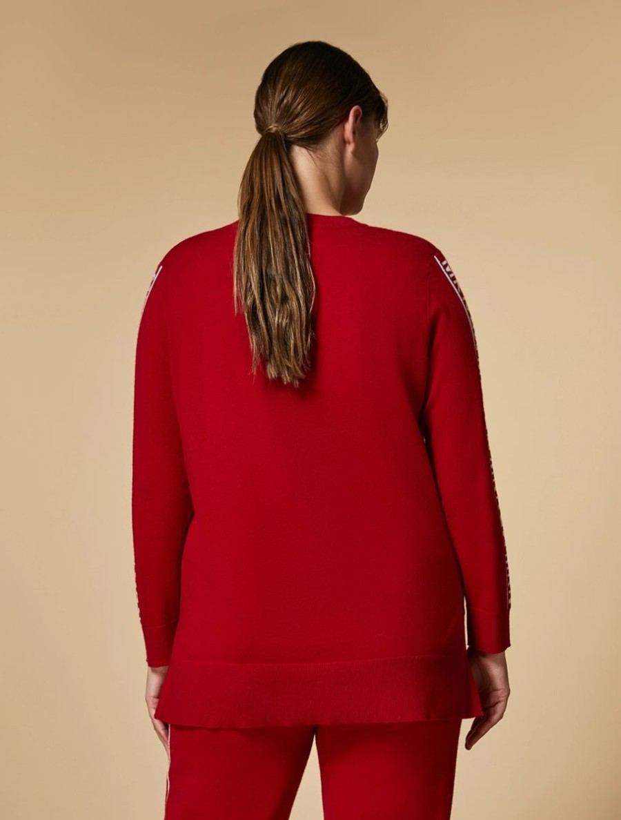 Vetements Marina Rinaldi | Pull En Viscose Technique Rouge