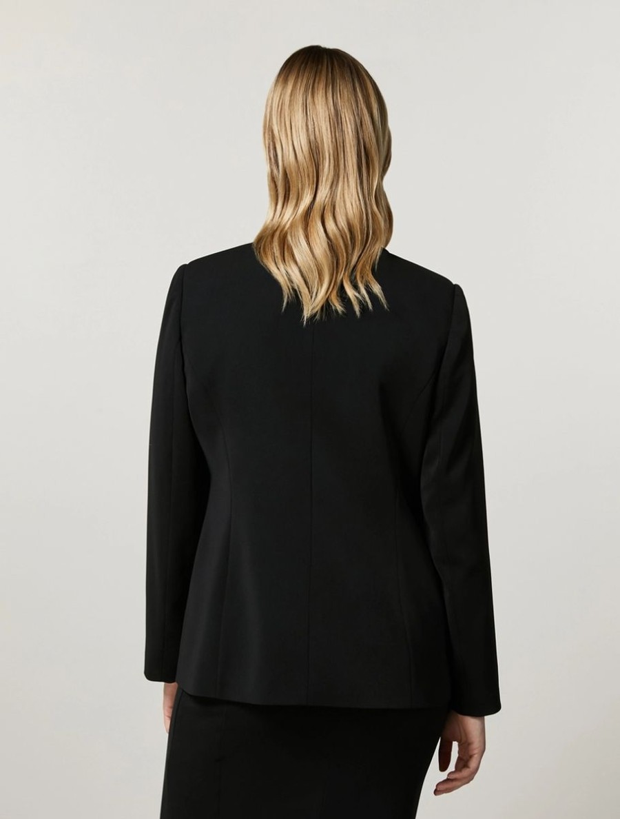 Vetements Marina Rinaldi | Blazer En Cady Fluide Noir