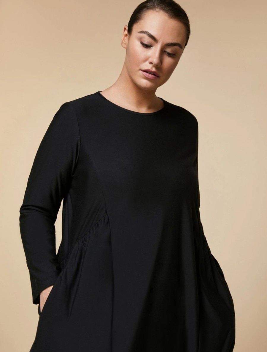 Vetements Marina Rinaldi | Robe Longue En Jersey Noir