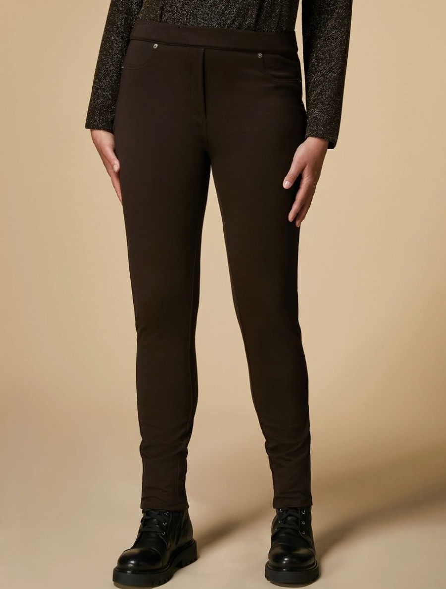 Vetements Marina Rinaldi | Legging En Jersey Marron Fonce