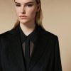 Vetements Marina Rinaldi | Veste Drapee En Pure Laine Noir