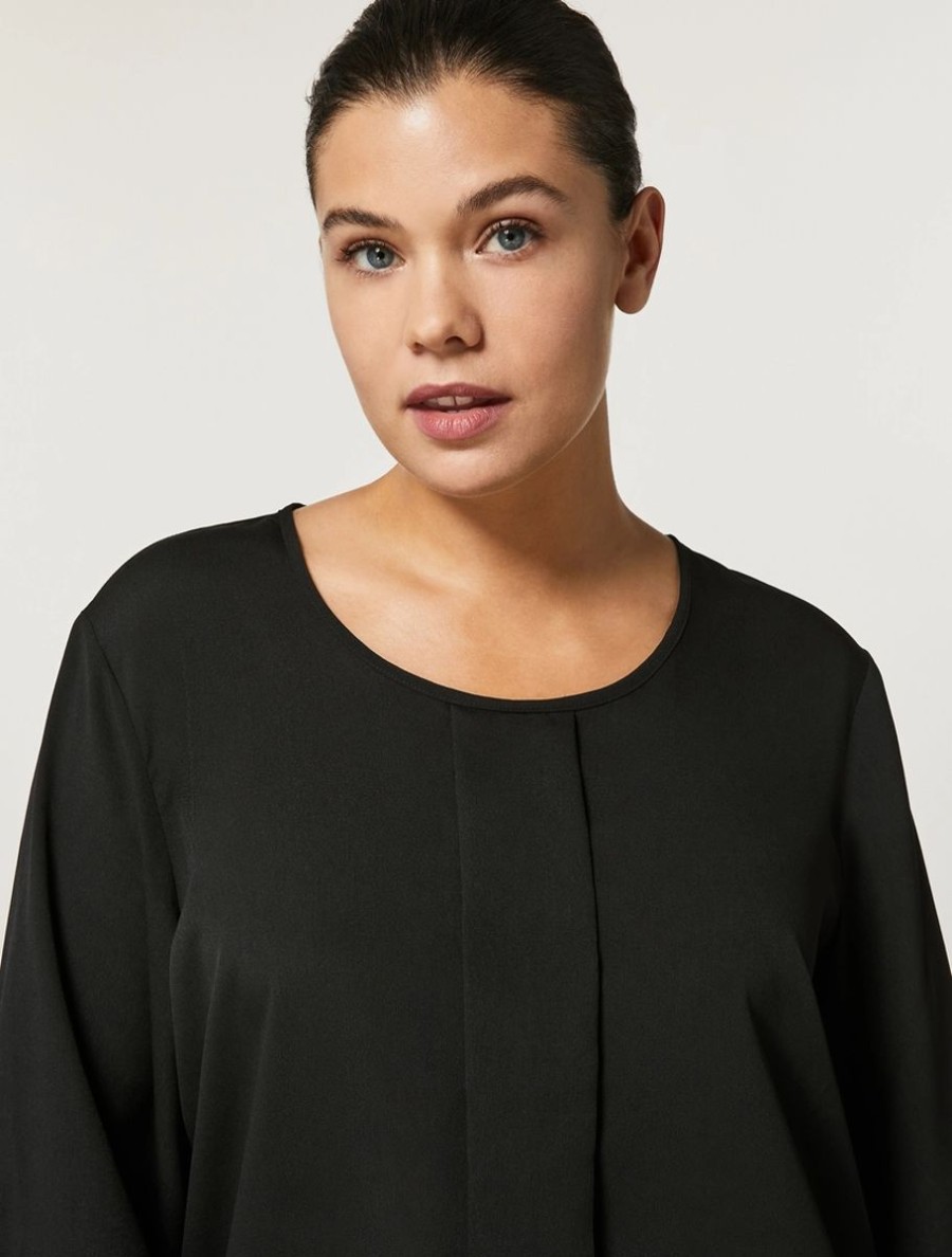 Vetements Marina Rinaldi | Blouse En Crepe De Chine Noir