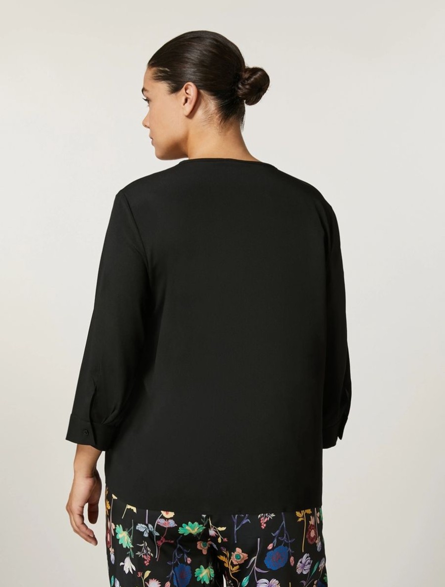 Vetements Marina Rinaldi | Blouse En Crepe De Chine Noir