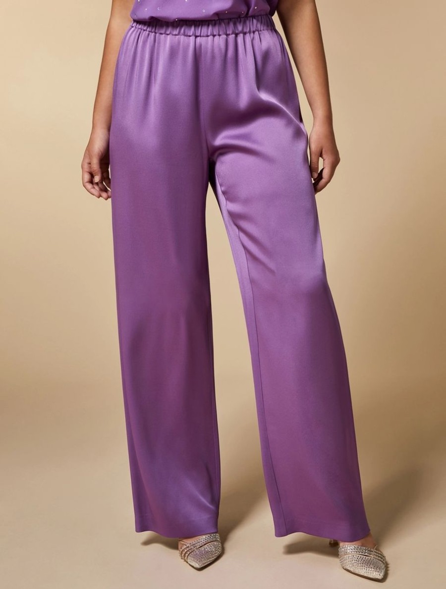 Vetements Marina Rinaldi | Pantalon En Tissu Brillant Glycine