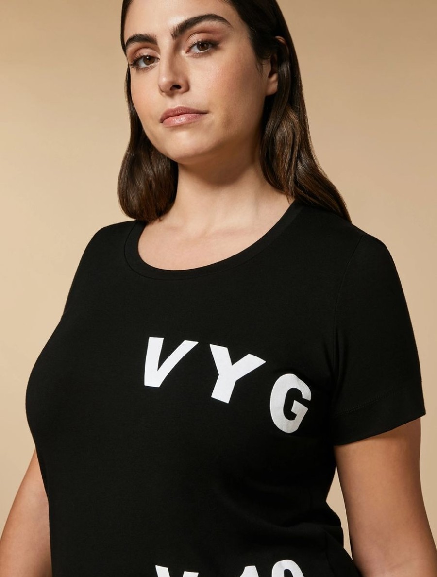 Vetements Marina Rinaldi | T-Shirt En Jersey A Imprime Noir