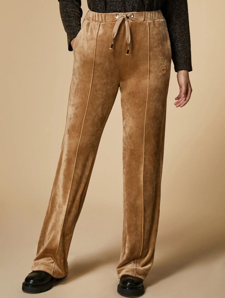 Vetements Marina Rinaldi | Pantalon Large En Chenille Marron Fonce