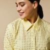 Vetements Marina Rinaldi | Chemise En Popeline Ornee De Strass Citron